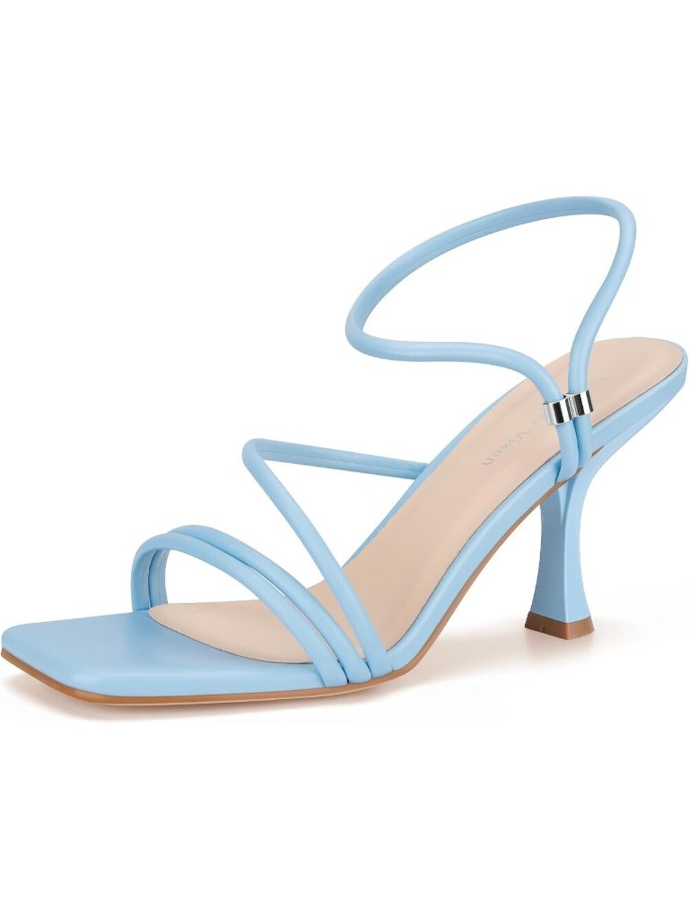 〽️Women Blue Elegant Strappy Kitten Heel Toe Square  Ankle Strap Wedding Sandal